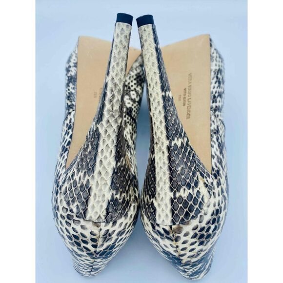 Vera Wang Lavender Demario PeepToe Heel Beige/Gray/Black snakeskin Womens Sz 8.5 - Picture 5 of 7